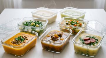 Sopinhas pra semana inteira organizadas em marmitas